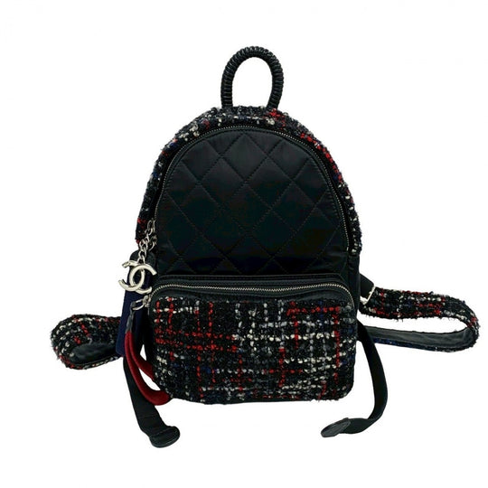 CHANEL Backpack tweed black