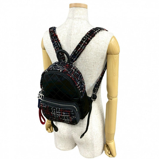 CHANEL Backpack tweed black