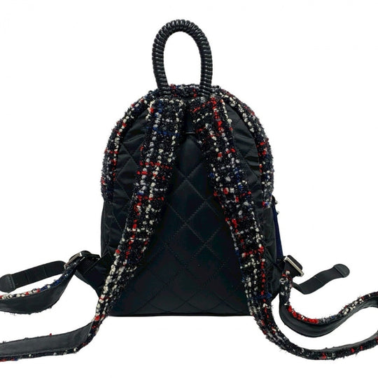 CHANEL Backpack tweed black