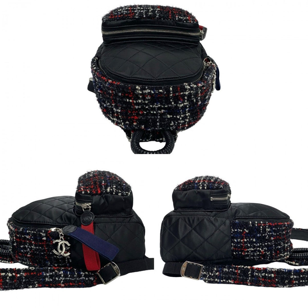 CHANEL Backpack tweed black