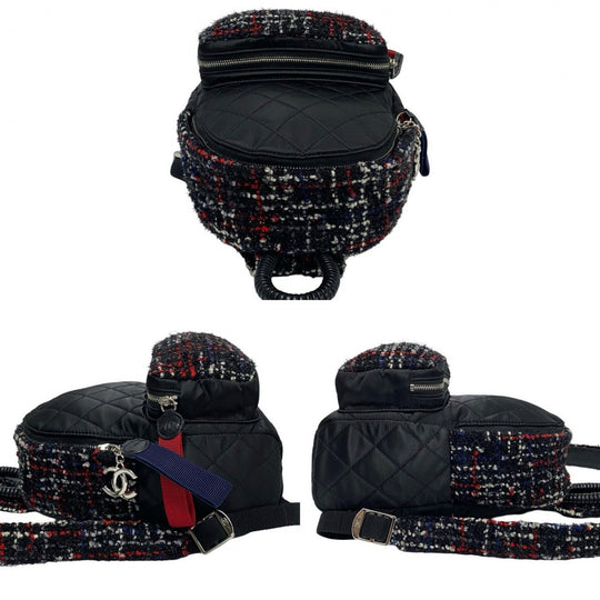 CHANEL Backpack tweed black