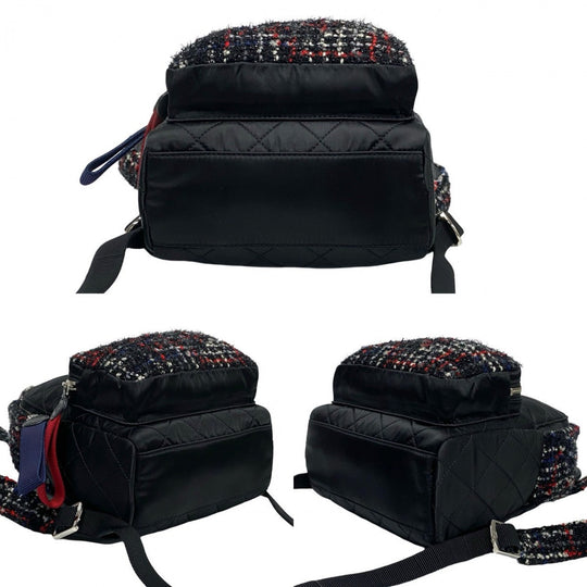 CHANEL Backpack tweed black
