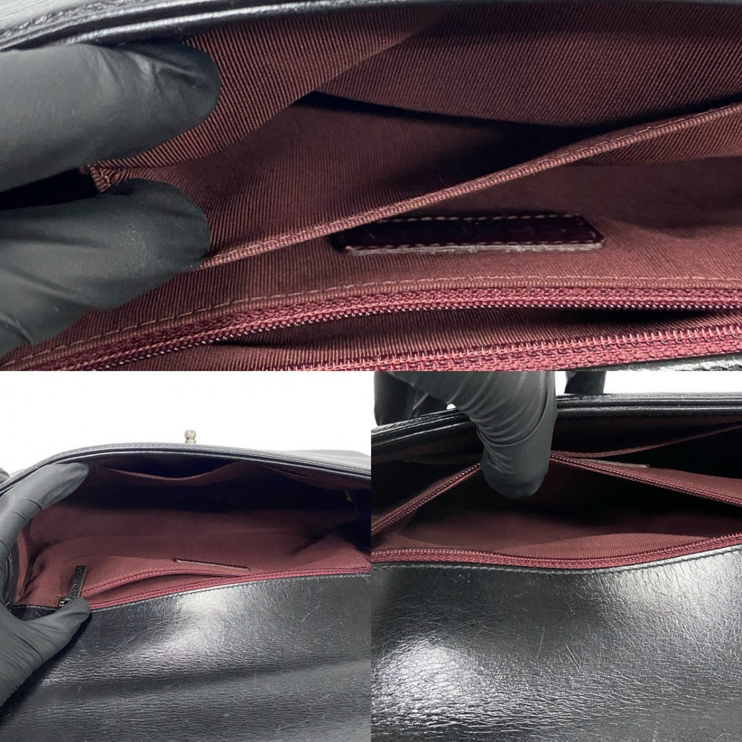 CHANEL Shoulder Bag leather black Boy chanel