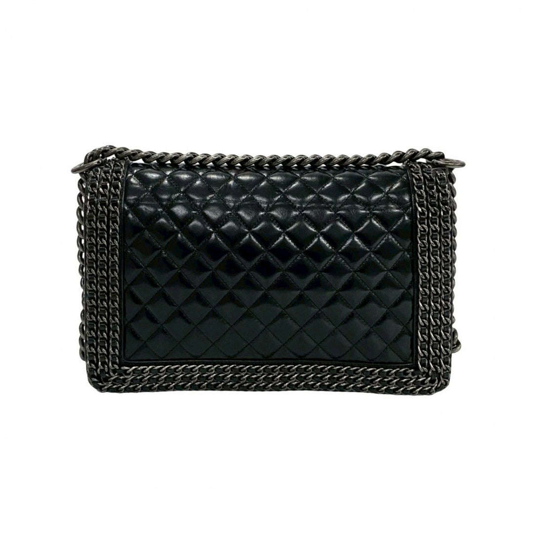 CHANEL Shoulder Bag leather black Boy chanel