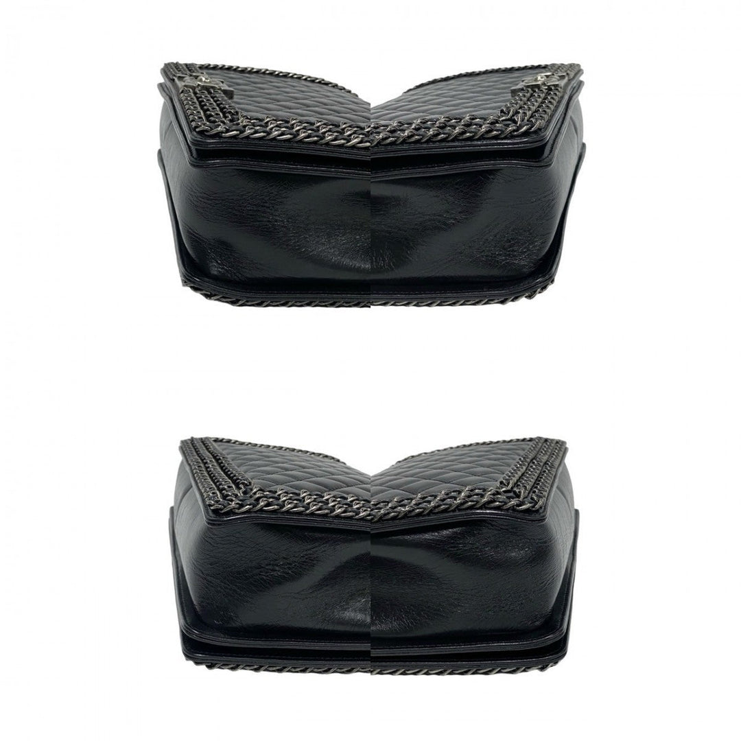 CHANEL Shoulder Bag leather black Boy chanel
