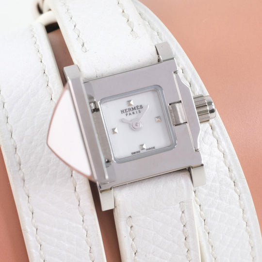 HERMES Watches Quartz ME2.112 Stainless Steel , Leather White Triple Tour Medor Rock White dial Women Used Authentic