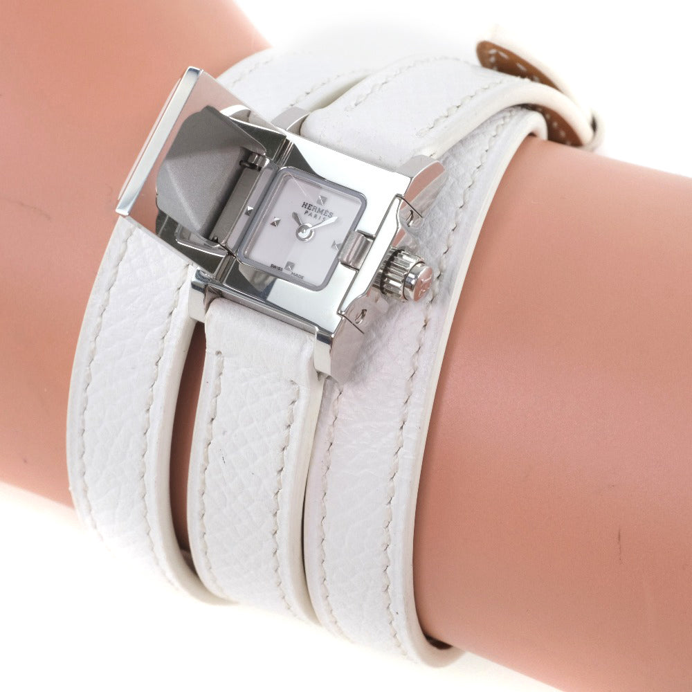 HERMES Watches Quartz ME2.112 Stainless Steel , Leather White Triple Tour Medor Rock White dial Women Used Authentic
