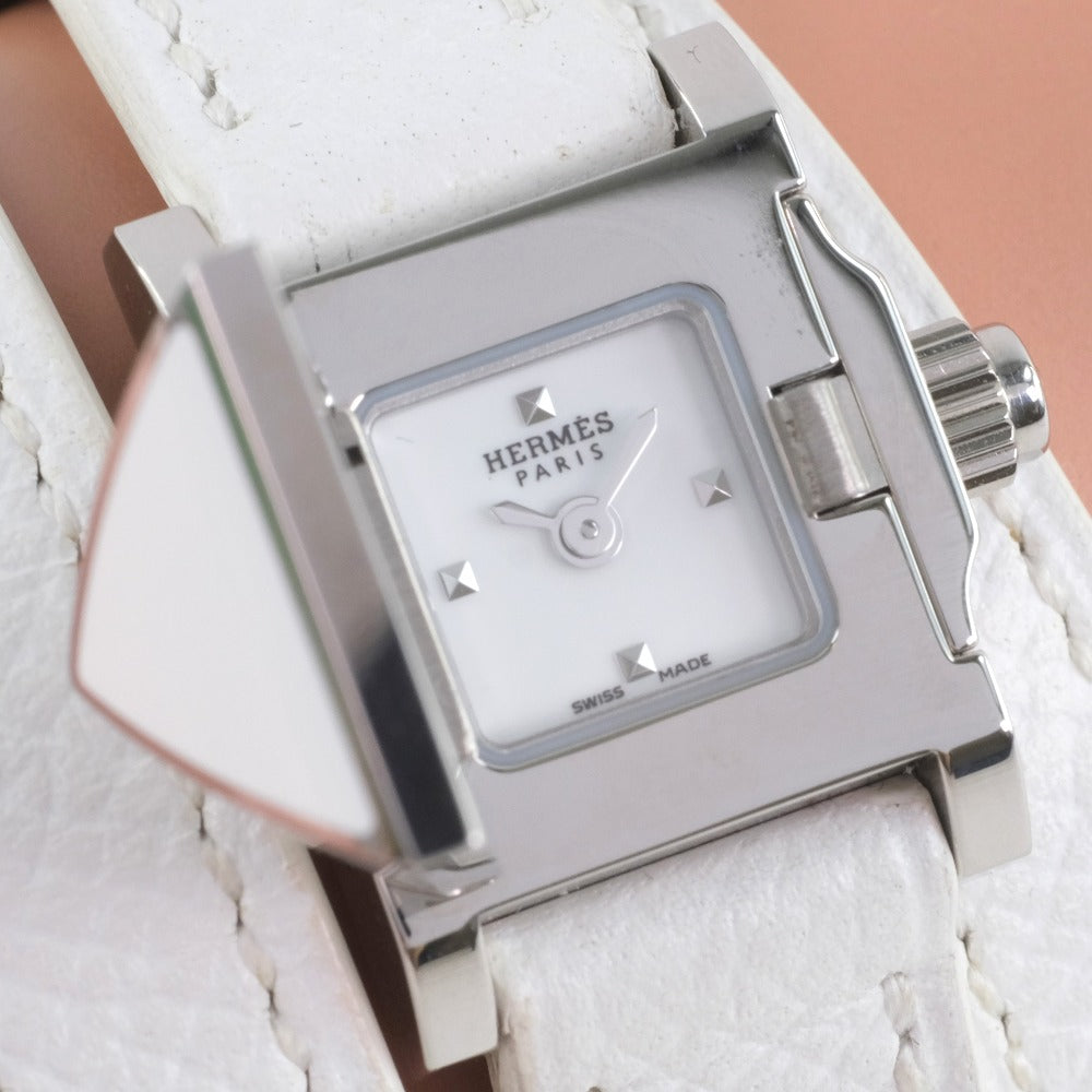 HERMES Watches Quartz ME2.112 Stainless Steel , Leather White Triple Tour Medor Rock White dial Women Used Authentic
