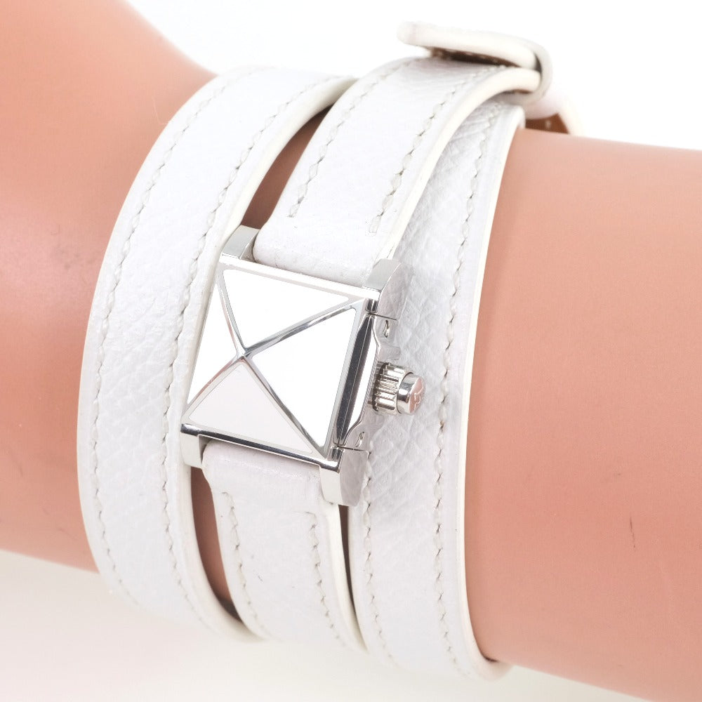 HERMES Watches Quartz ME2.112 Stainless Steel , Leather White Triple Tour Medor Rock White dial Women Used Authentic