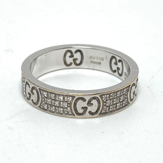 GUCCI Ring K18WG Silver Diamond Icon Stardust Women 12 Used Authentic