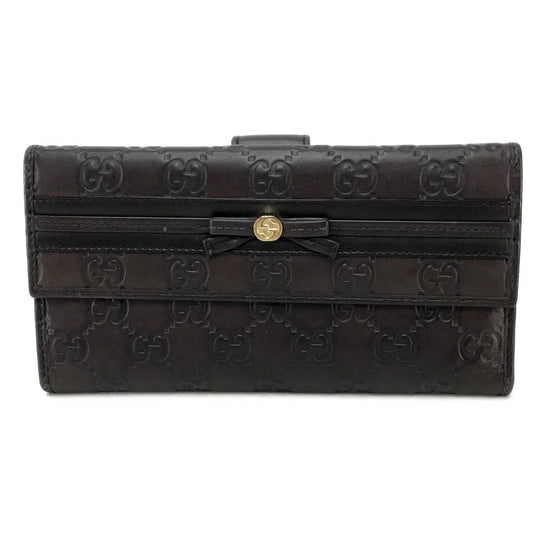 GUCCI Long Wallet Purse 256933 Sima leather Dark brown Guccisima MAYFAIR Women Used Authentic