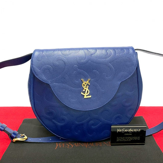 YVES SAINT LAURENT Shoulder Bag leather Navy