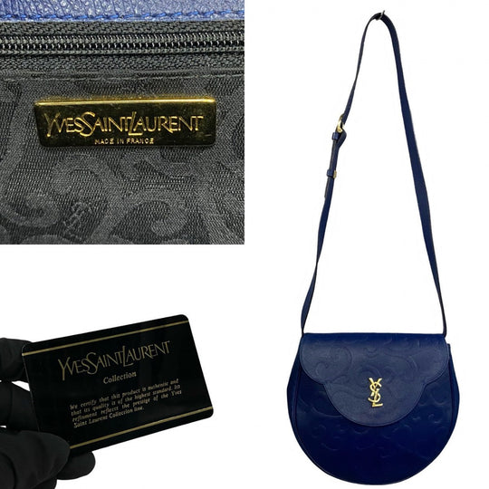 YVES SAINT LAURENT Shoulder Bag leather Navy