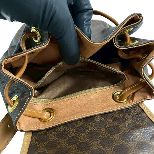 CELINE Backpack leather Brown logo Macadam Blason TriomphePattern