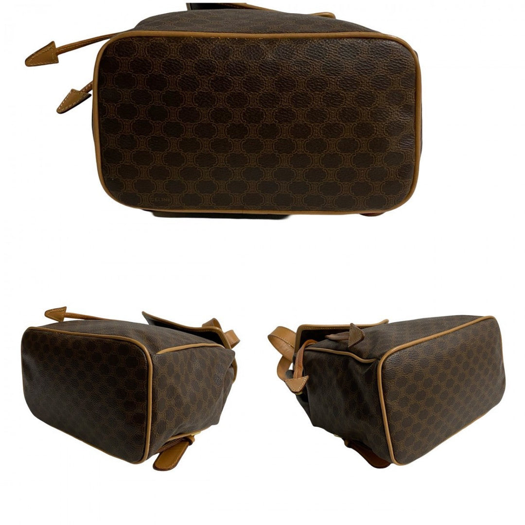 CELINE Backpack leather Brown logo Macadam Blason TriomphePattern