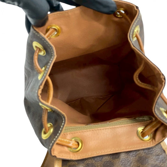 CELINE Backpack leather Brown logo Macadam Blason TriomphePattern