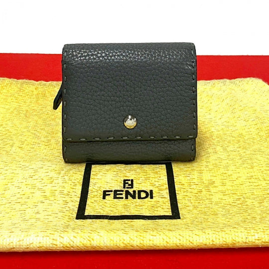 FENDI Bifold Wallet leather gray Celeria
