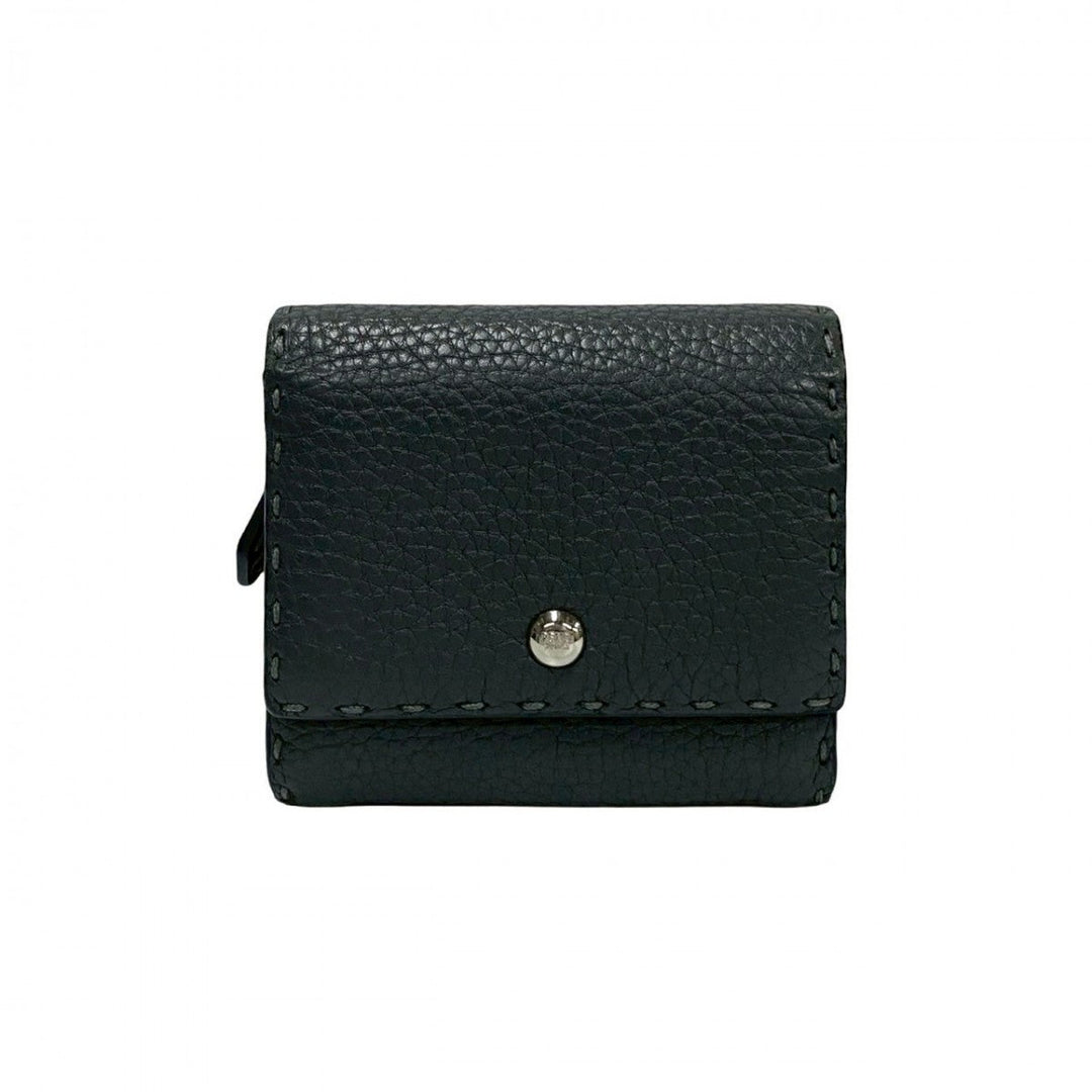 FENDI Bifold Wallet leather gray Celeria