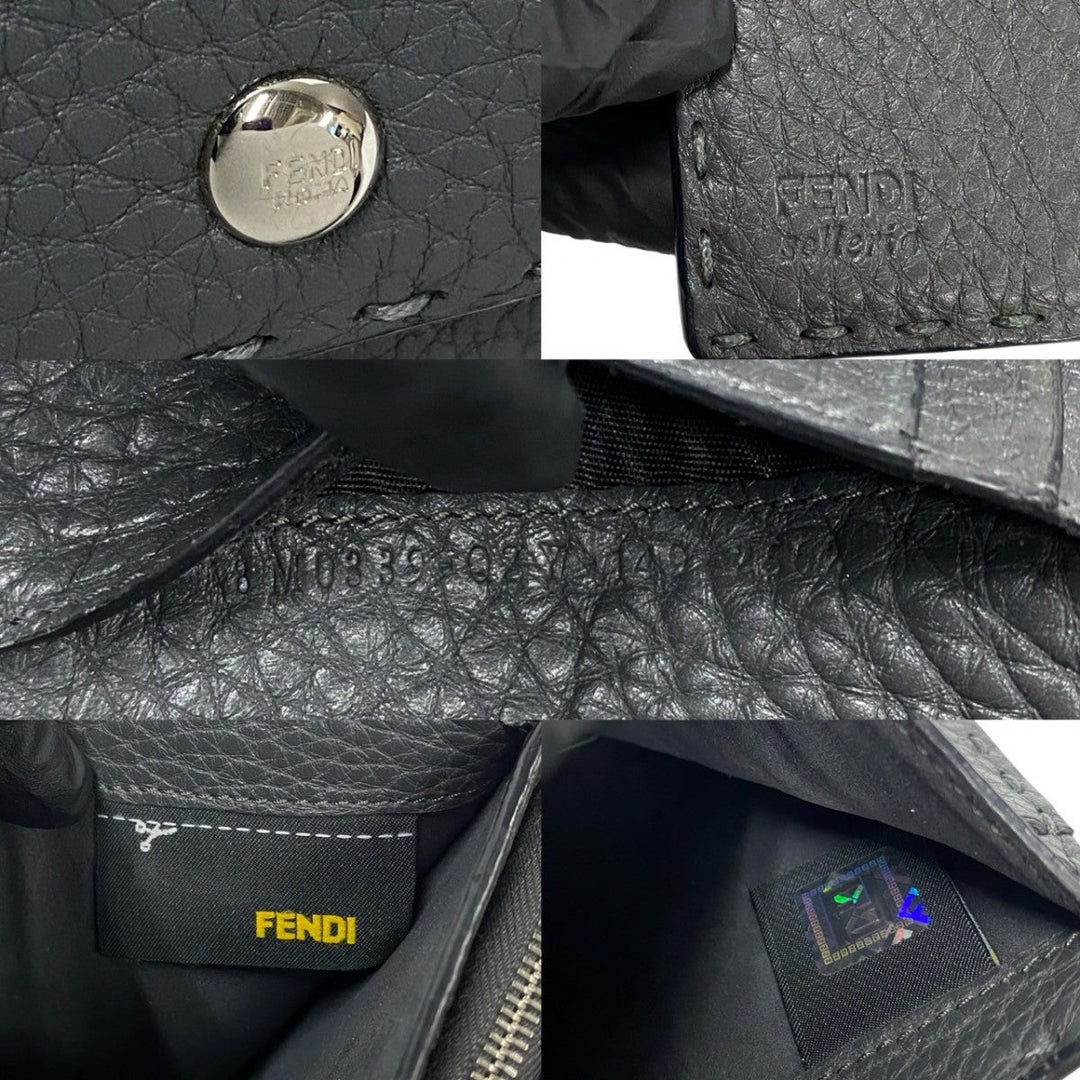 FENDI Bifold Wallet leather gray Celeria