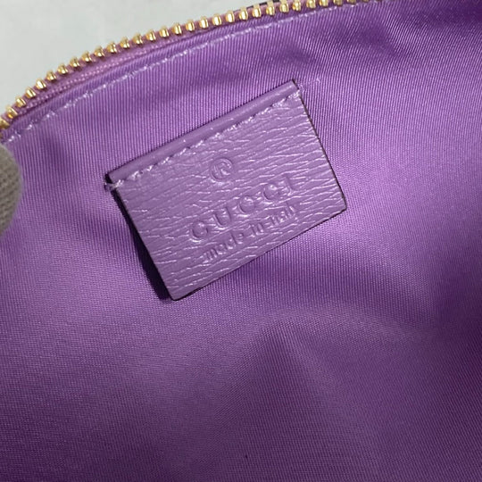 GUCCI pencil case 662130 leather purple Tian Flora Print Women Used Authentic