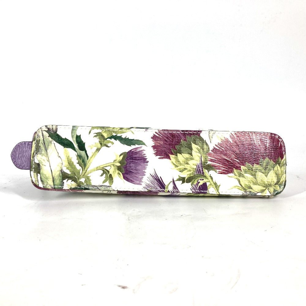 GUCCI pencil case 662130 leather purple Tian Flora Print Women Used Authentic
