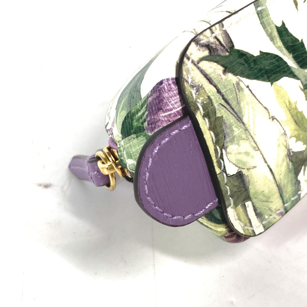 GUCCI pencil case 662130 leather purple Tian Flora Print Women Used Authentic