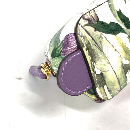 GUCCI pencil case 662130 leather purple Tian Flora Print Women Used Authentic