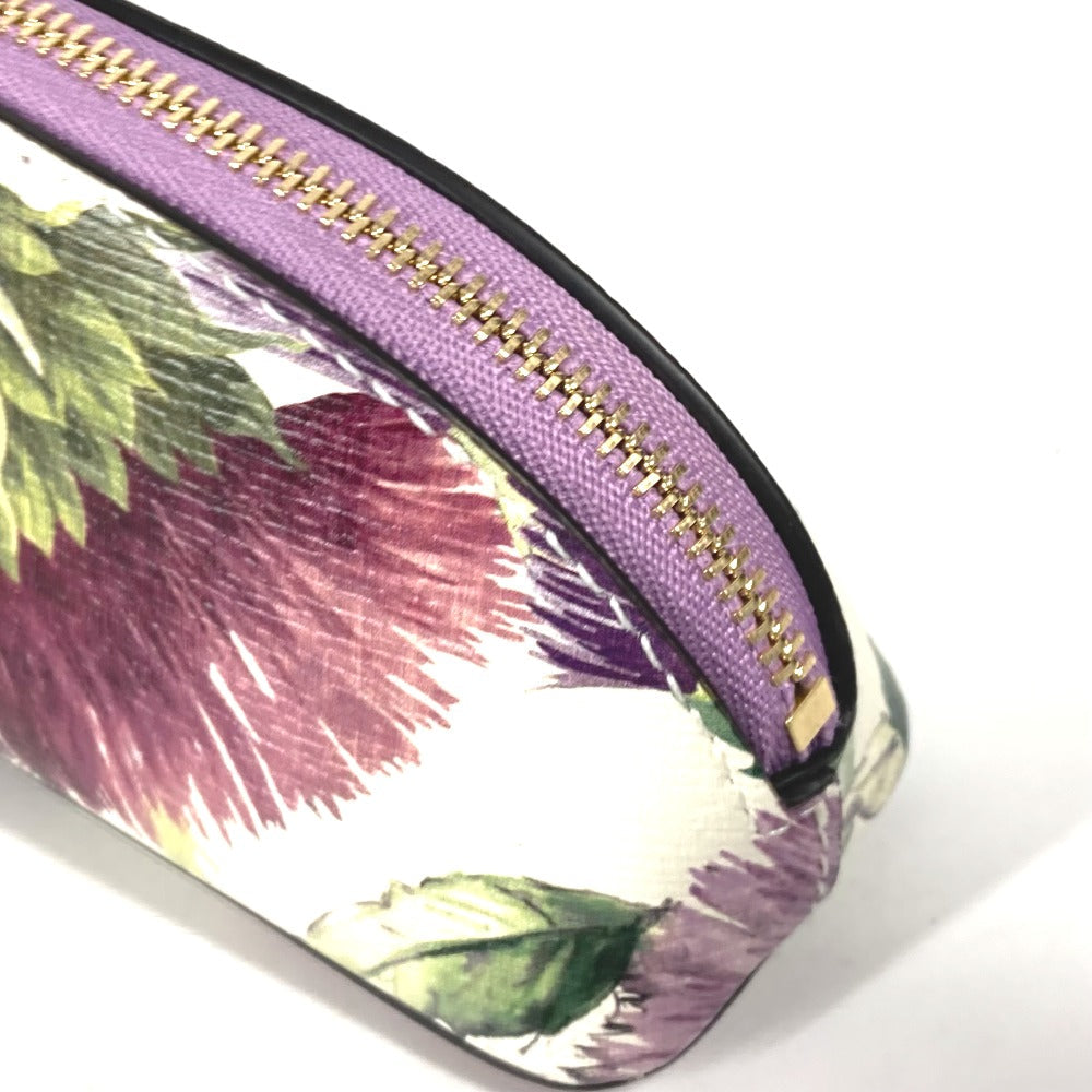 GUCCI pencil case 662130 leather purple Tian Flora Print Women Used Authentic