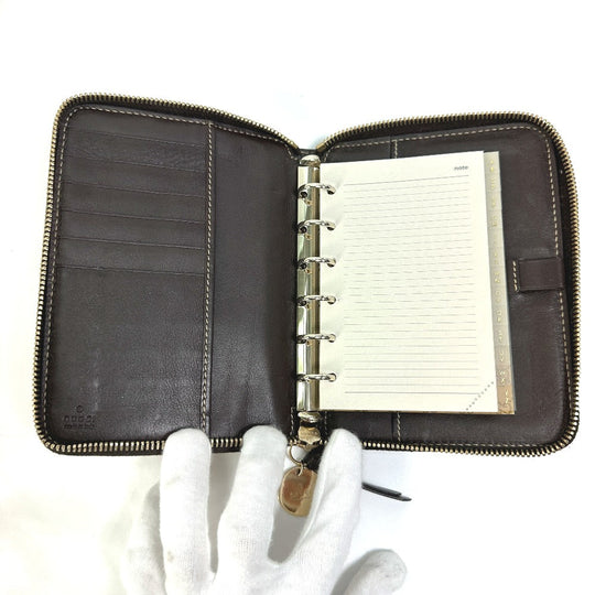 GUCCI Notebook cover 233152 GG canvas / leather Brown GG Gutchori Chihuahua Women Used Authentic
