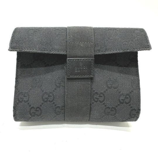 GUCCI Pouch 39.0911 GG canvas black GG Cosmetics Pouch Women Used Authentic