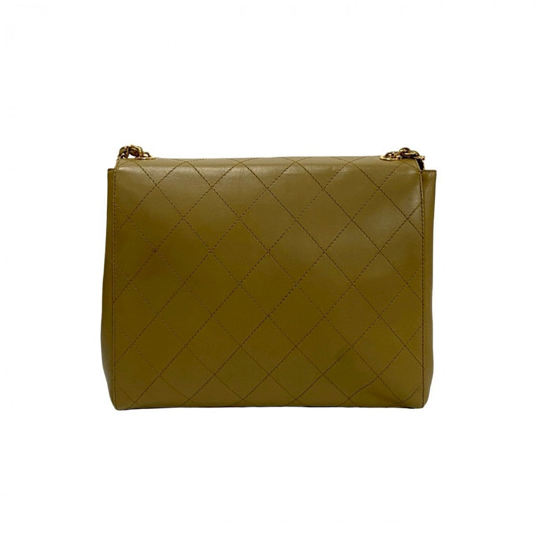 CHANEL Shoulder Bag lambskin beige Matrasse