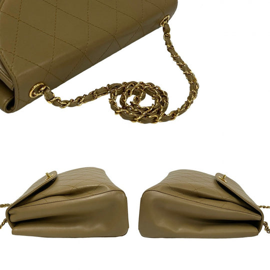 CHANEL Shoulder Bag lambskin beige Matrasse