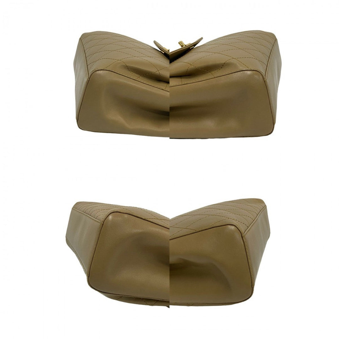 CHANEL Shoulder Bag lambskin beige Matrasse