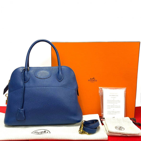 HERMES Shoulder Bag Taurillon Clemence blue Bored 31