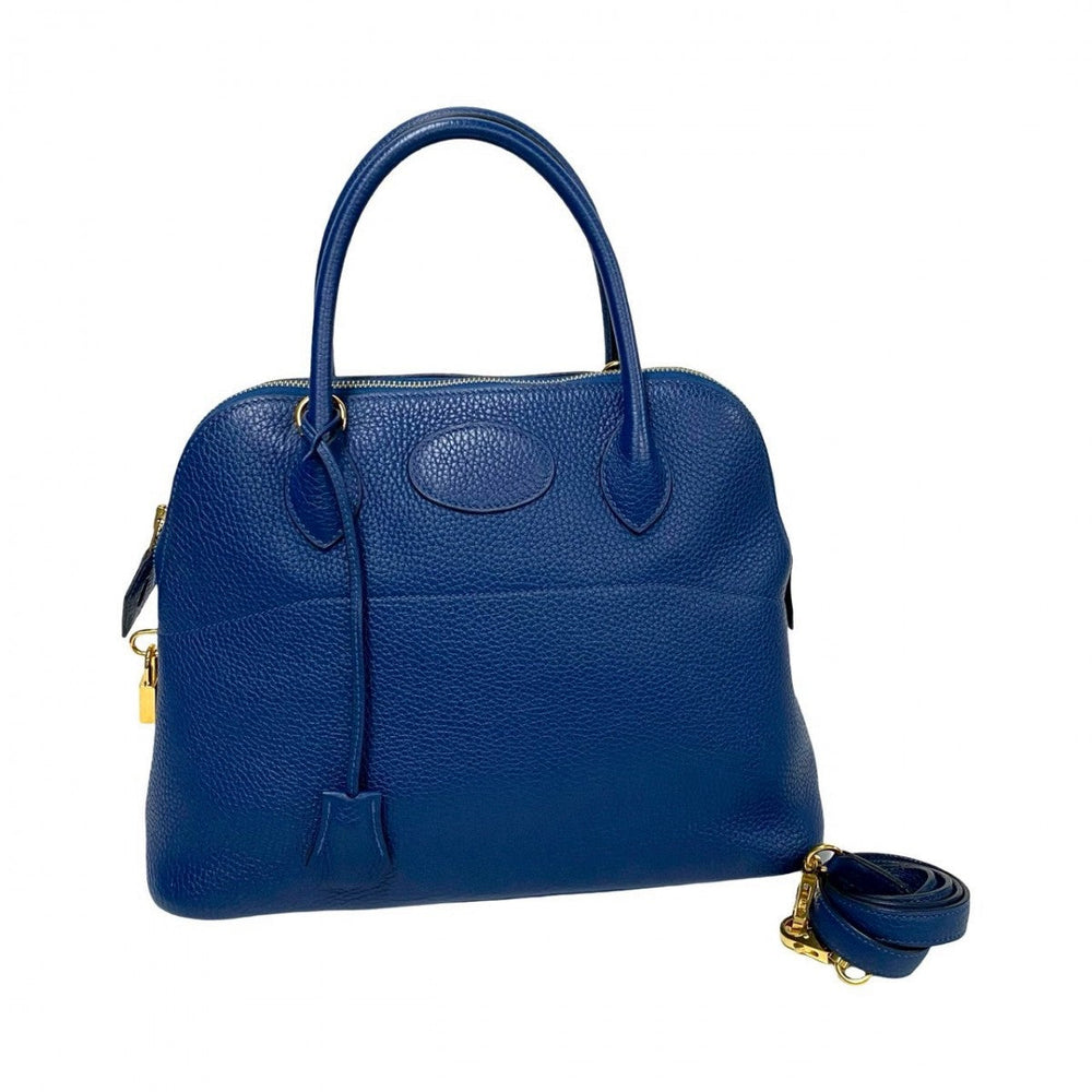 HERMES Shoulder Bag Taurillon Clemence blue Bored 31