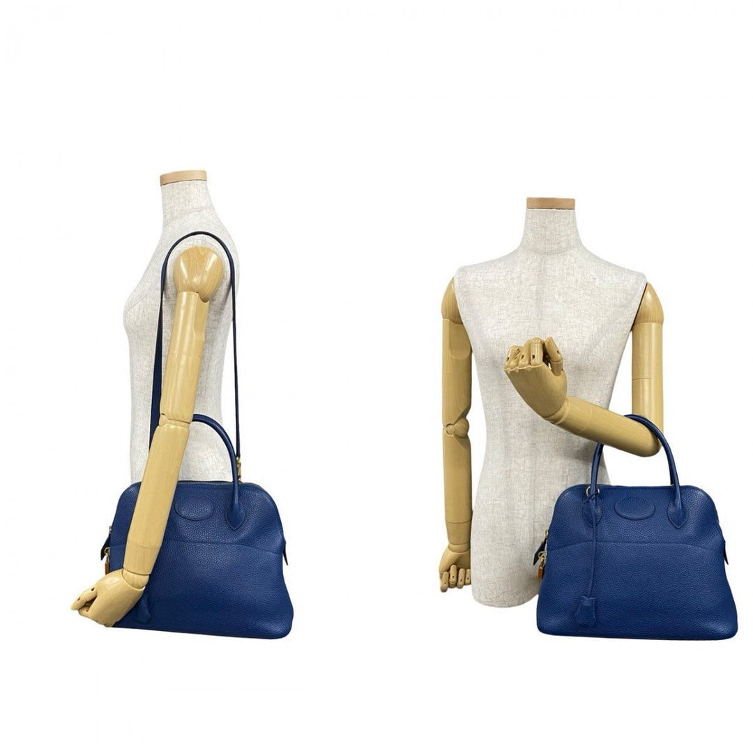 HERMES Shoulder Bag Taurillon Clemence blue Bored 31