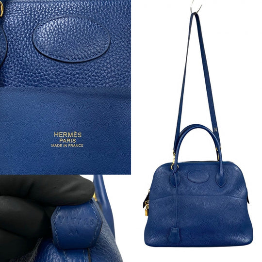 HERMES Shoulder Bag Taurillon Clemence blue Bored 31