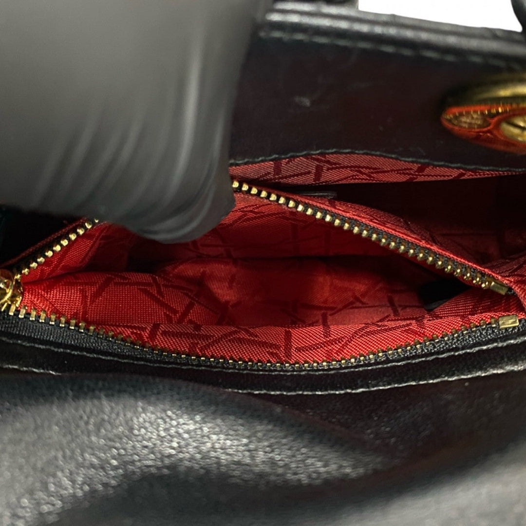 Dior Shoulder Bag leather black Lady Dior
