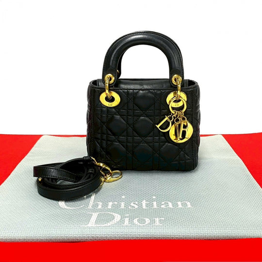 Dior Shoulder Bag leather black Lady Dior