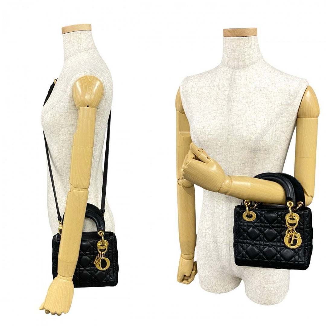 Dior Shoulder Bag leather black Lady Dior