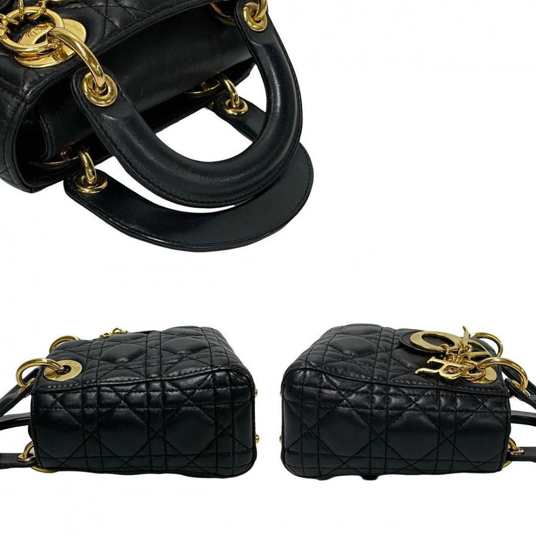 Dior Shoulder Bag leather black Lady Dior