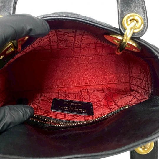 Dior Shoulder Bag leather black Lady Dior