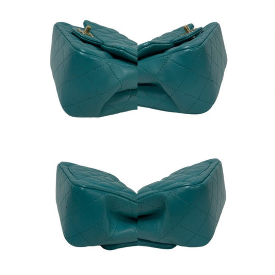 CHANEL Shoulder Bag lambskin Turquoise Matrasse