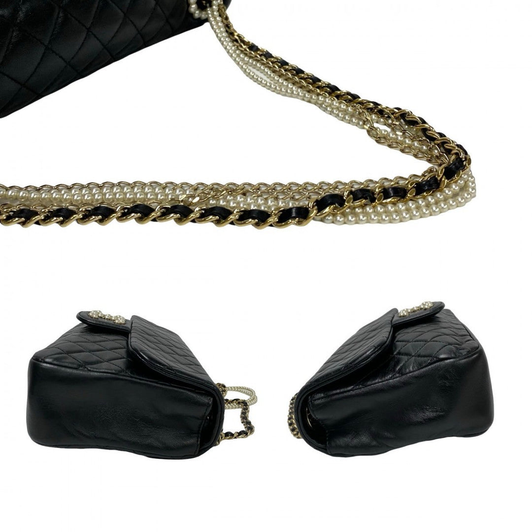 CHANEL Shoulder Bag Fake pearl black Matrasse Westminster