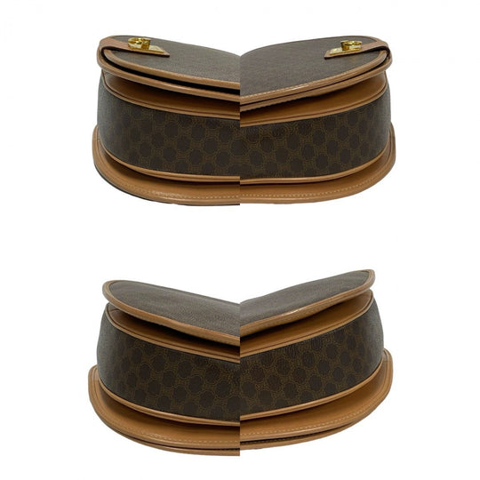 CELINE Shoulder Bag leather Brown logo Macadam Blason TriomphePattern
