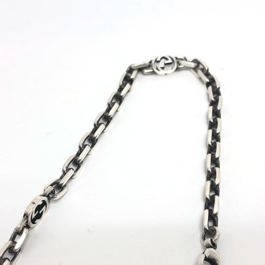 GUCCI Necklace SV925 Silver Interlocking G mens Used Authentic