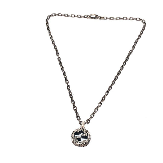 GUCCI Necklace AG925 Silver Interlocking G mens Used Authentic