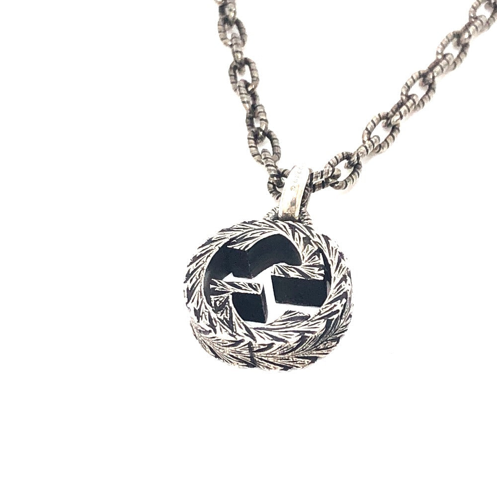 GUCCI Necklace AG925 Silver Interlocking G mens Used Authentic