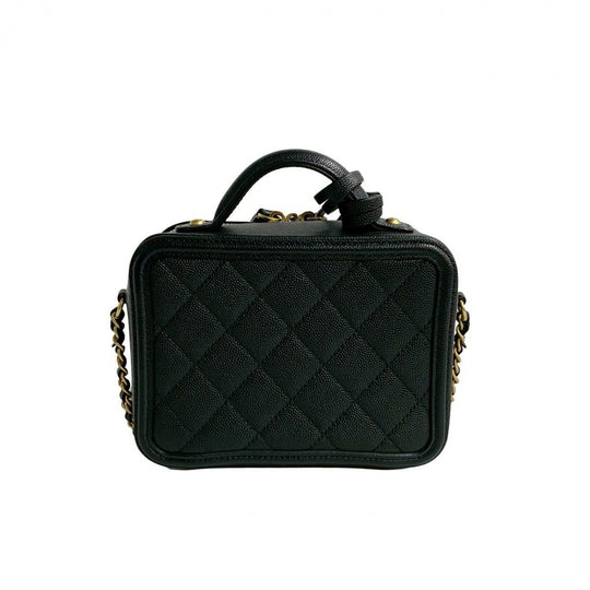 CHANEL Shoulder Bag Matt caviar skin black CC Figley