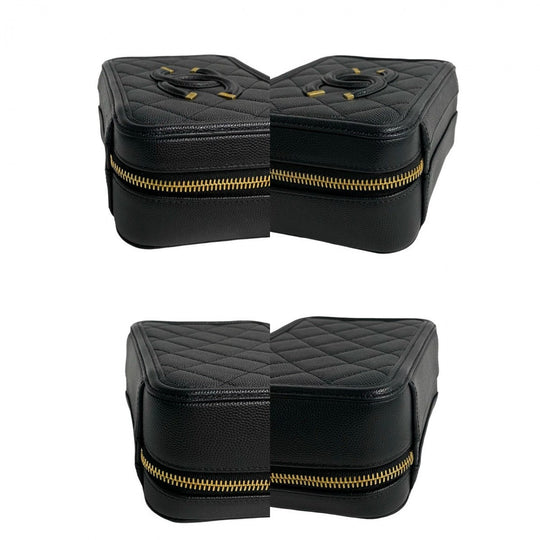 CHANEL Shoulder Bag Matt caviar skin black CC Figley